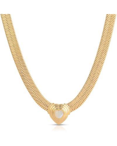 Glamrocks Jewelry Heart Of Stone Necklace-moonstone - Metallic
