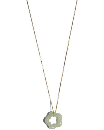 seree Plum Blossom Jade Pendant Necklace - Green