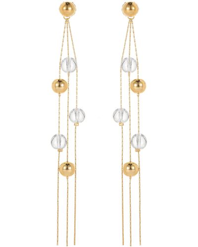 Classicharms Frostlily Clear Crystal & Bead Drop Earrings - White