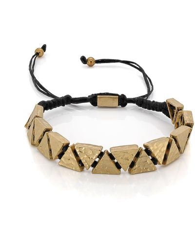 Ebru Jewelry Black Woven Gold Triangle Bracelet - Metallic
