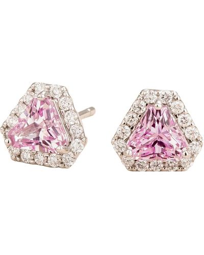 Juvetti Diana White Gold Earrings Pink Sapphire & Diamonds