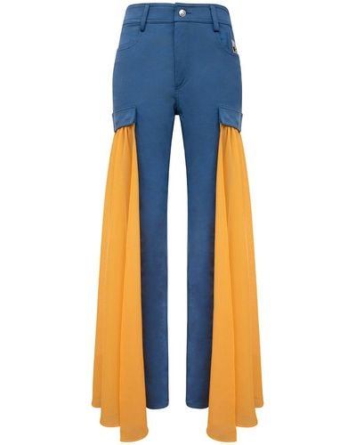 blonde gone rogue Wildflower Skinny Jeans With Veils, Upcycled Cotton, In Denim Blue & Yellow