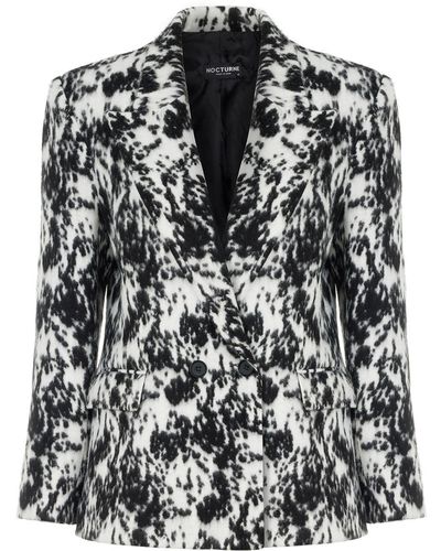 Nocturne Printed Double Breasted Jacket - Black