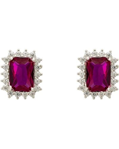LÁTELITA London Elena Gemstone Stud Earrings Ruby Silver - Purple
