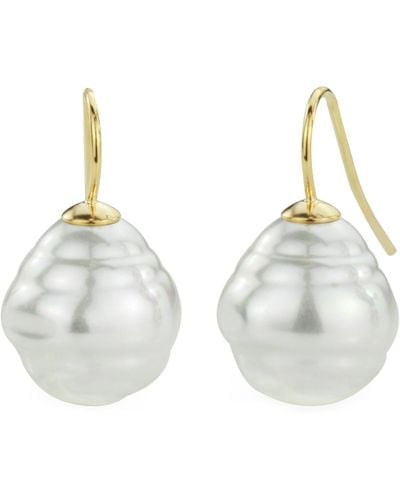 Emma Holland Jewellery Baroque Pearl On Gold Hook Earrings - White
