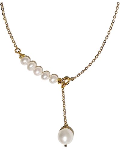 Ninemoo Cascading Pearl Elegance Necklace - Metallic