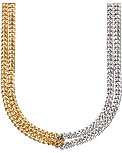 Scream Pretty Mixed Metal Curb Chain Looped Necklace - Metallic