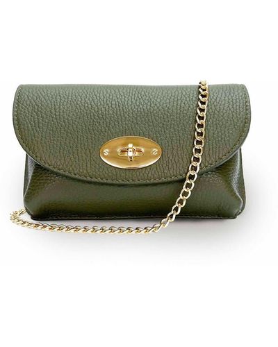 Apatchy London The Mila Olive Leather Phone Bag - Green