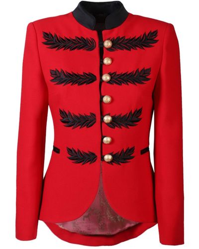 The Extreme Collection Embroide Premium Linen Blazer Renata Black - Red