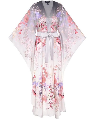 Meng Silver Ombre Silk Satin Wrap Dress - Pink