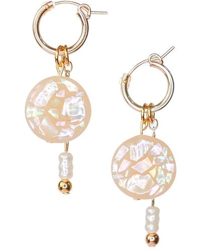 By Chavelli Neutrals / Mother-of-pearl Terrazzo Earrings In Natural - Metallic