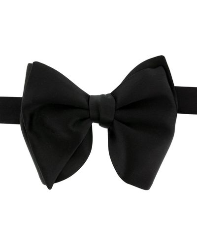 LE COLONEL Silk Cocktail Bow Tie - Black