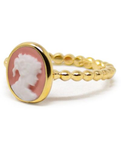Vintouch Italy Ginevra Pink Mini Cameo Stacking Ring - Metallic