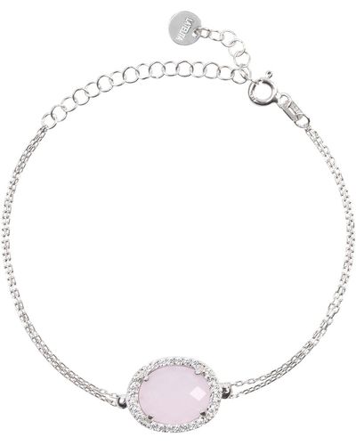 LÁTELITA London Beatrice Oval Gemstone Bracelet Silver Rose Quartz - Metallic