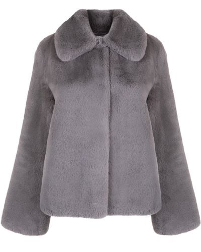 ISSY LONDON Christie Luxe Faux Fur Collar Jacket Dark - Grey