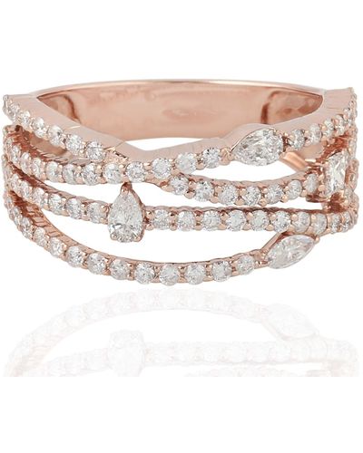 Artisan 18kt Rose Gold Pave Diamond Ring - Pink