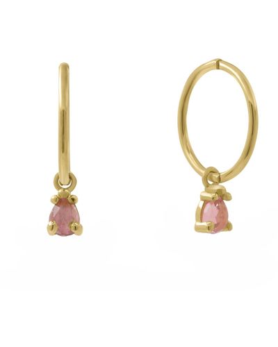 Lee Renee Pink Tourmaline Clicker Hoop Earrings - Metallic