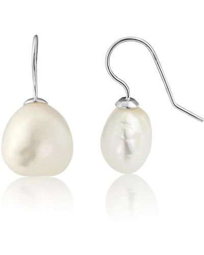 Auree Triora Baroque White Pearl & Sterling Silver Drop Earrings