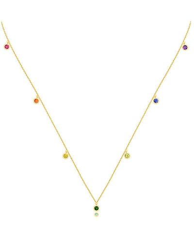 Genevieve Collection 18k Yellow Raindow Color Gemstone Necklace / Choker - Metallic