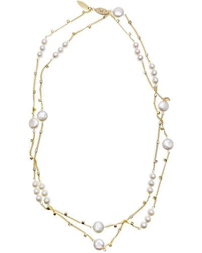 Farra Simple Freshwater Pearls Multi-way Necklace - Metallic