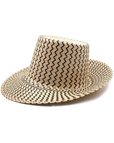 Washein Neutrals / Viajero Short Brim Straw Hat - Metallic
