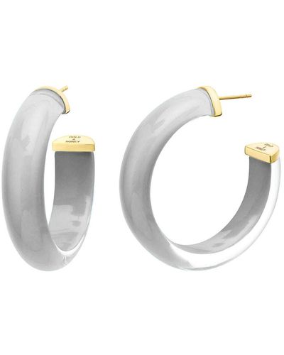 Gold & Honey Small Grey Illusion Hoop Earrings - White