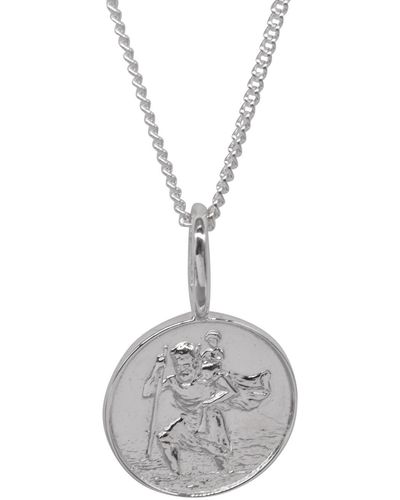Katie Mullally St Christopher & Chain In Sterling - Metallic