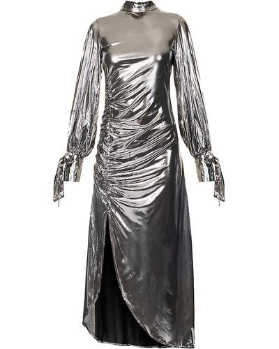 Amy Lynn Stormi Silver Ruched Dress - Metallic