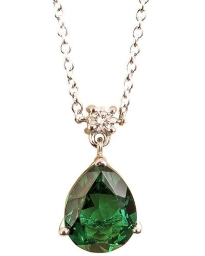 Juvetti Ori Medium Pendant Necklace In Emerald & Diamond Set In White Gold - Green