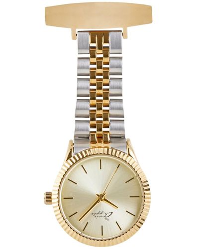 Bermuda Watch Company Annie Apple Callista Gold/silver Link Nurse Fob Watch - Metallic