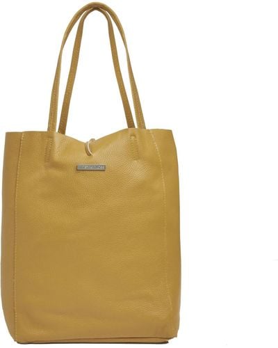 Betsy & Floss Milan Soft Leather Tote Bag In Mustard Yellow