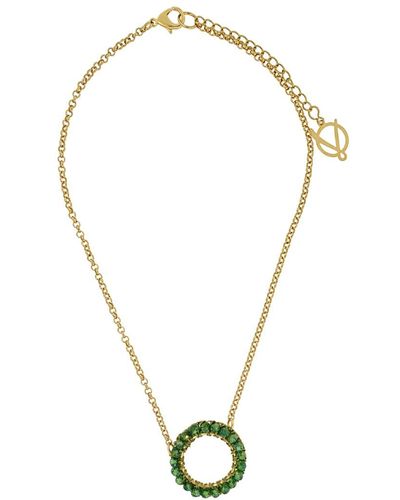 Lavish by Tricia Milaneze Emerald Green Ellie Handmade Crochet Necklace - Metallic