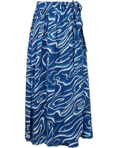 Mirla Beane Corrine Wave Wrap Skirt - Blue