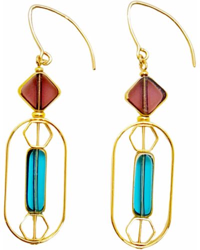Aracheli Studio Translucent Burgundy And Light Blue Art Deco Earrings