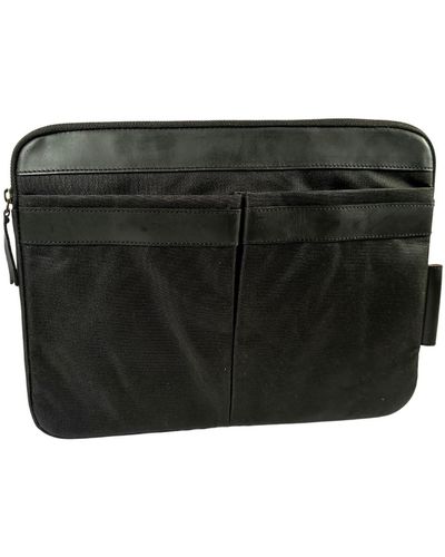 VIDA VIDA Leather Trim Laptop Travel Pouch - Black