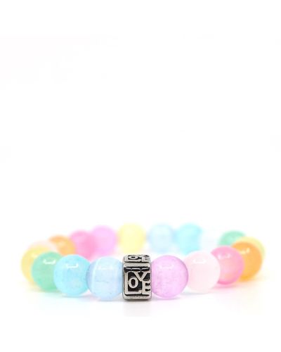 Shar Oke Love Rainbow Selenite Beaded Bracelet - White