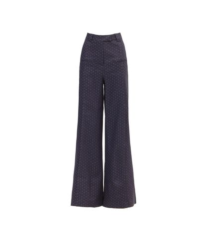 Julia Allert Navy High-waist Wide-leg Denim Trousers Polka Dot - Blue