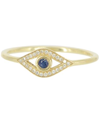 KAMARIA Evil Eye Ring With Sapphire - Metallic