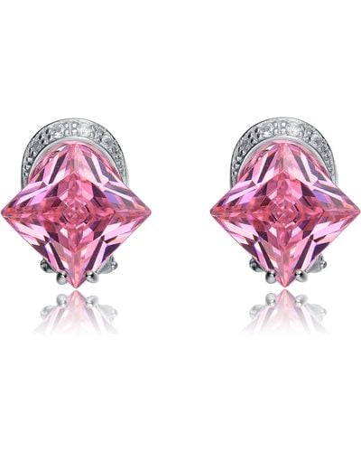Genevive Jewelry La Scène Large Solitaire Earrings - Pink