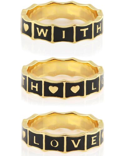 Kris Nations With Love Enamel Ring Gold Vermeil Black - Yellow