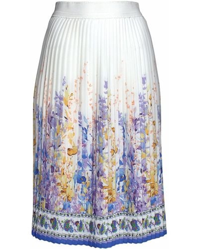 Lalipop Design Floral-print Pleated Recycled Fabric Knee-length Skirt - Blue