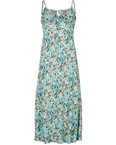 Lavaand The Ivy Bias Strappy Midi Dress In Floral - Blue