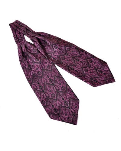 DAVID WEJ Self Tie Paisley Cravat – Purple & Black