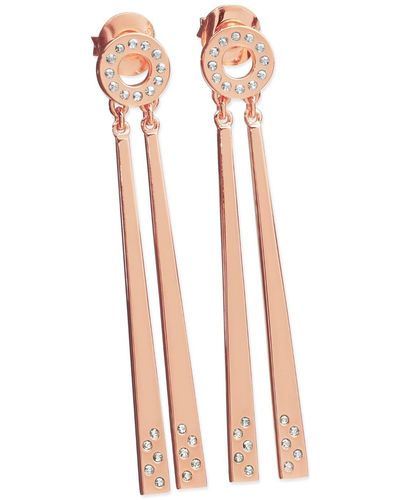 Lucy Quartermaine Art Deco Two Linea Drop Earrings In Vermeil - White