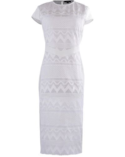 Smart and Joy Tailor Cap Sleeves Lace Dress - White
