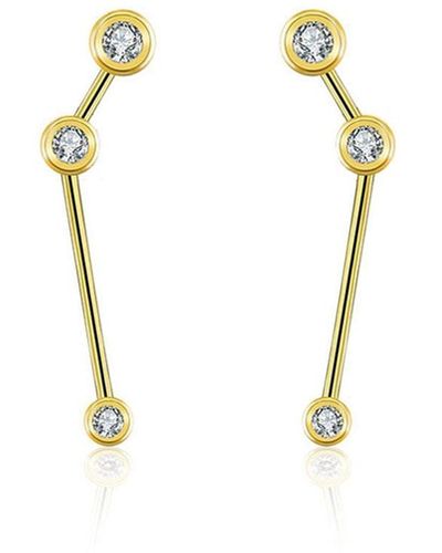 Genevieve Collection Aries Zodiac Constellation Earring 18k Yellow & Diamond - Metallic