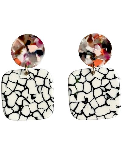 CLOSET REHAB Square Drop Earrings In You Crackle Me Up - Multicolor