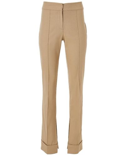 Lita Couture High Rise Trousers In Beige - Natural