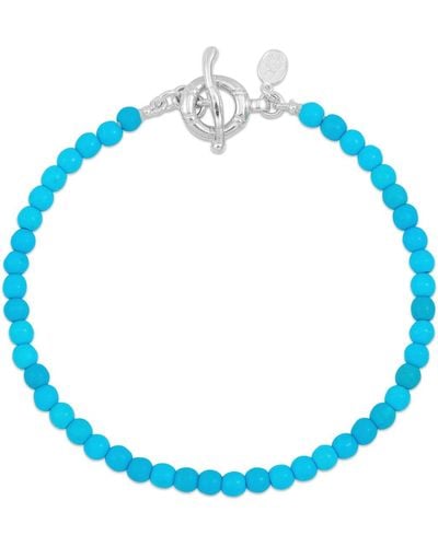 Dower & Hall S Turquoise Bead Bracelet In Sterling Silver - Blue