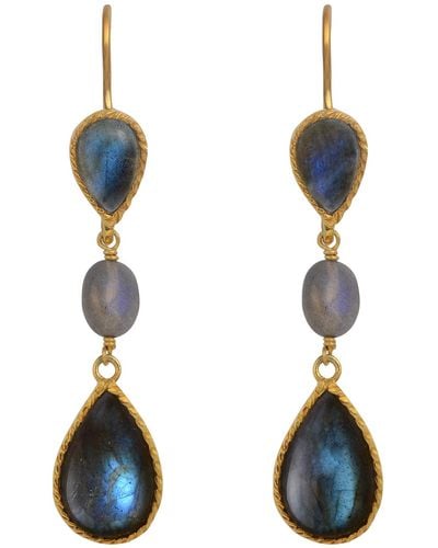 Emma Chapman Jewels Lola Labradorite Teardrop Earrings - Blue